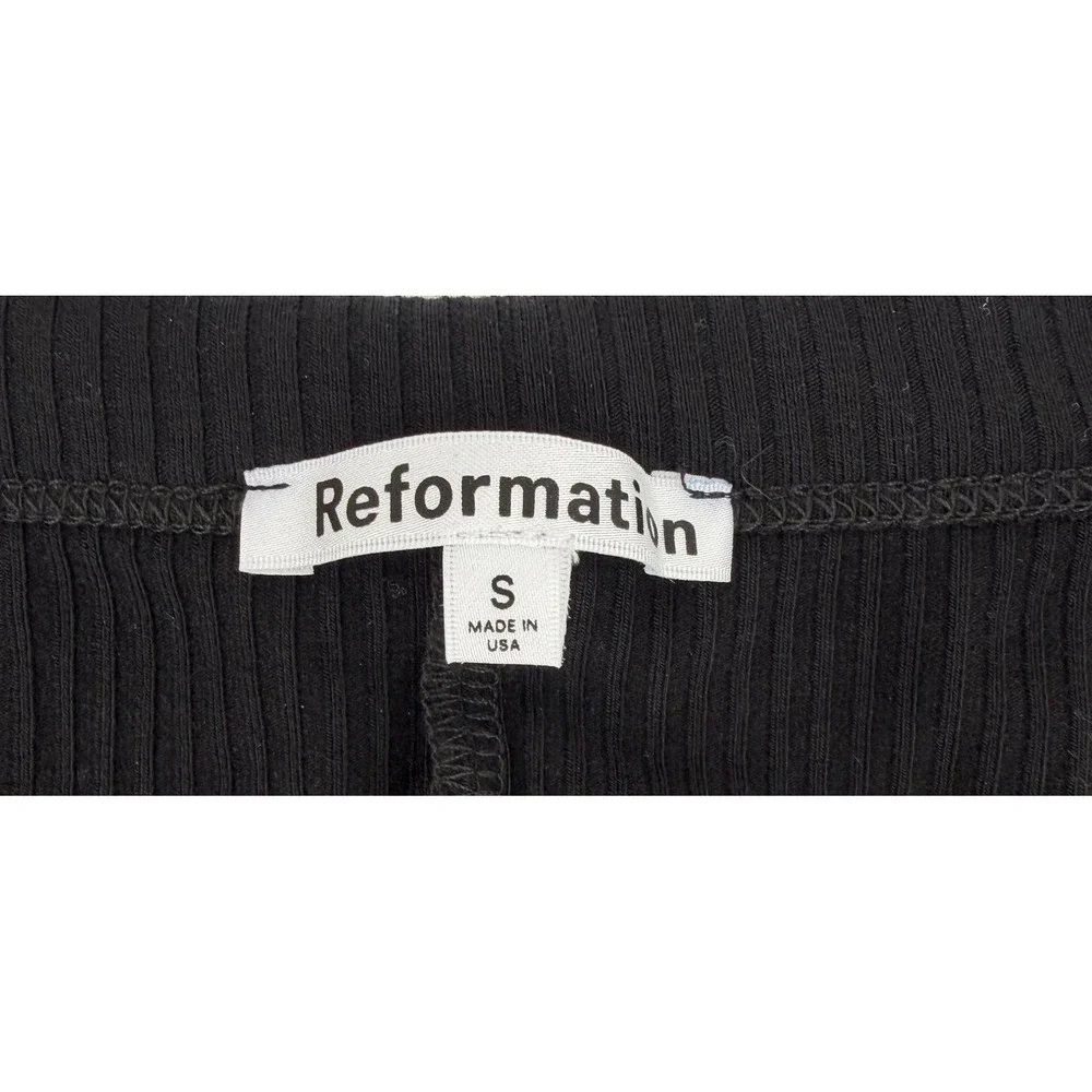 Reformation Black Ribbed Long Sleeve Scoop Neck Cropped Top Size S Small USA